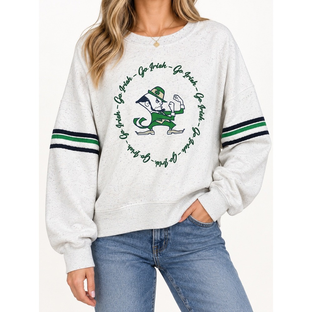 Colosseum Notre Dame Fighting Irish Speckled Cropped Sweatshirt Womens XL Cream